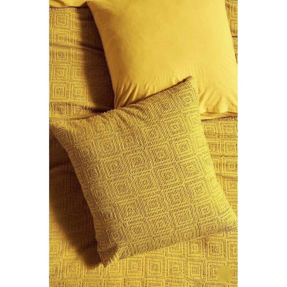 Anthropologie Euro Sham Textured Nori Yellow Ochre Cotton 1 Pillow‎ Cover New